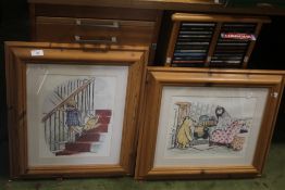 TWO FRAMED AND GLAZED WINNIE THE POOH PRINTS
