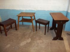 FOUR ITEMS - STOOLS AND TABLES