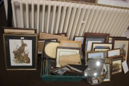 A LARGE QUANTITY OF PICTURES PRINTS FRAMES ETC
