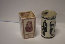 A HALCYON DAYS CYLINDRICAL VASE TOGETHER WITH A HALCYON DAYS CUBIC VASE