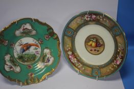 TWO ROYAL DOULTON CABINET PLATES, ONE DEPICTING FRUIT SIGNED F HARPER