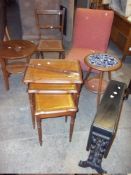 A SELECTION OF EIGHT ITEMS TO INCLUDE SIDE TABLES, CHEVAL MIRROR AND CHAIRS ETC.