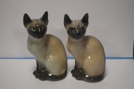 TWO ROYAL COPENHAGEN SIAMESE CAT ORNAMENTS