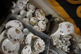 THREE TRAYS OF ROYAL WORCESTER EVESHAM TEA AND DINNERWARE (TRAYS NOT INCLUDED)
