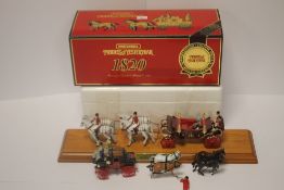 CORGI DIECAST 37003, THE QUEEN MOTHERS CENTURY, STATE LANDAU COACH AND HORSES WITH FIGURES ON WOODEN