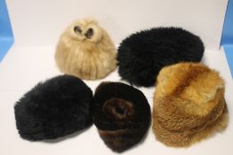 AN EDWARD MANN MINK TAILS HAT together with other fur and fur style hats (5)