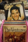 A BOX OF APPROXIMATELY 45 LP RECORDS, TO INCLUDE ROY ORBISON, LITTLE RICHARD, ELVIS, THE HOLLIES