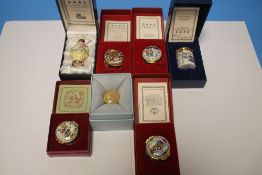 A COLLECTION OF SEVEN HALCYON DAYS BOXED ITEMS MAINLY PIN DISHES