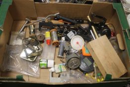 A COLLECTION OF FLY FISHING ACCESSORIES to include scales, priests, fly tiers, two reels etc.