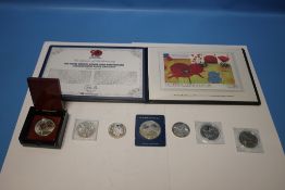 A COLLECTION OF MODERN SILVER COMMEMORATIVE COINS, to include a British Legion 2011 silver £5