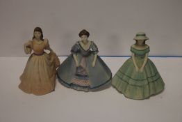 THREE MINIATURE COALPORT FIGURINES TO INCLUDE 