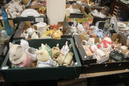 TWO TRAYS OF MAINLY ASSORTED NOVELTY TEAPOTS (TRAYS NOT INCLUDED)