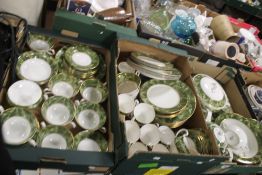 THREE TRAYS OF AYNSLEY ONYX TEA AND DINNERWARE (TRAYS NOT INCLUDED)