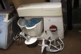 A KENWOOD CHEF MIXER AND ACCESSORIES