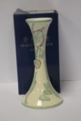A BOXED HALCYON DAYS MACKINTOSH STYLE VASE, H 18½ cm