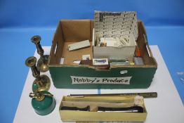 A QUANTITY OF COLLECTABLES TO INCLUDE THERMOMETERS, BRASSWARE A RECORDER, ETC