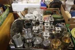 TWO TRAYS OF METALWARE TO INCLUDE GOBLETS (TRAYS NOT INCLUDED)