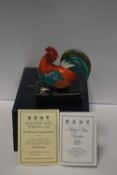 A HALCYON DAYS PORCELAIN MODEL OF A COCKEREL WITH CERTIFICATE OF AUTHENTICITY
