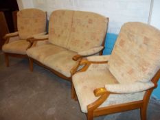 A MODERN JOYNSON HOLLAND THREE PIECE SUITE - TWO SEATER AND TWO CHAIRS