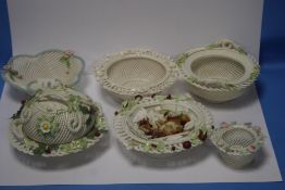 SIX DONEGAL PIERCED BASKETS