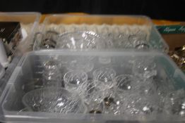 TWO TRAYS OF ASSORTED GLASSWARE (TRAYS NOT INCLUDED)
