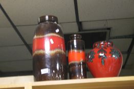 THREE WEST GERMAN STYLE VASES