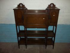 AN ANTIQUE OAK WRITING BUREAU DISPLAY BOOKCASE A/F