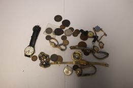 A QUANTITY OF COLLECTABLES TO INCLUDE, WATCHES COINS ETC