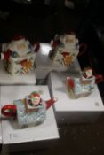 FOUR BOXED NOVELTY TEAPOTS