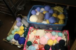 TWO TRAYS OF KNITTING WOOL