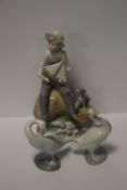 A LLADRO FIGURE GROUP A/F TOGETHER WITH TWO LLADRO GEESE