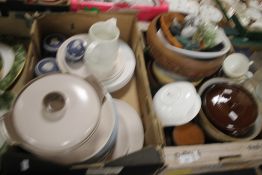 TWO TRAYS OF ASSORTED CERAMICS, TO INCLUDE WEDGWOOD JASPERWARE ETC (TRAYS NOT INCLUDED)