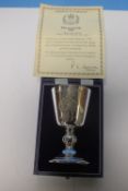 A SILVER ROYAL ARMS GOBLET LIMITED EDITION NUMBER 227 OF 1000