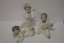 THREE LLADRO ANGEL FIGURES