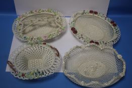 FOUR DONEGAL PIERCED BASKETS