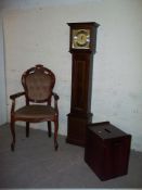 THREE ITEMS TO INCLUDE A MODERN GRANDMOTHER CLOCK AND AN ITALIAN ROCOCCO STYLE CHAIR ETC.