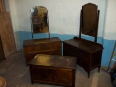 THREE ITEMS TO INCLUDE VINTAGE OAK DRESING TABLES AND A BLANKET CHEST