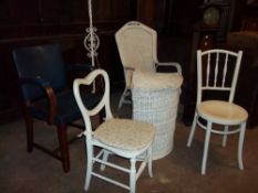 A SELECTION OF SEVEN ITEMS TO INCLUDE VINTAGE WICKER PIECES