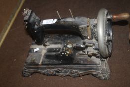 A J.G GRAVES OF SHEFFIELD SEWING MACHINE, Black painted with gilt detail