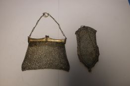 TWO VINTAGE WHITE METAL PURSES