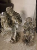 TWO CONCRETE GARDEN STATUES