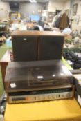 A SONY RECORD PLAYER AND TWO SPEAKERS