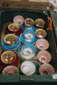 A TRAY OF CUPS AND SAUCERS TO INCLUDE AYNSLEY (TRAY NOT INCLUDED)