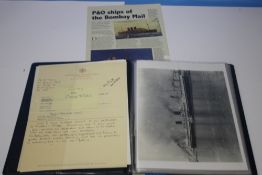 A FILE CONTAINING PHOTOGRAPHS AND LETTERS OF P&O STEAM SHIPS