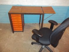 A WESTRA SATELLITE METAL FOLD OUT DESK AND OFFICE CHAIR