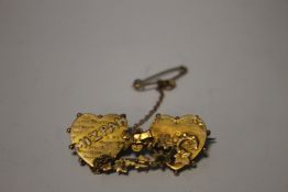 A 9 CT GOLD MIZPAH BROOCH WITH SAFETY CHAIN APPROX 3.82 GRAM