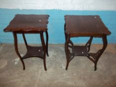 TWO EDWARDIAN MAHOGANY SIDE HALL TABLES