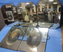 FIVE W.SS. LAURIE WOLVERHAMPTON VINTAGE FAMILY PORTRAIT PICTURE MIRRORS, three octagonal 48 cm x