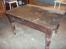 A SCRUB TOP ANTIQUE KITCHEN TABLE