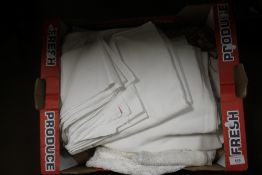 A TRAY OF ASSORTED LINEN, (TRAY NOT INCLUDED)